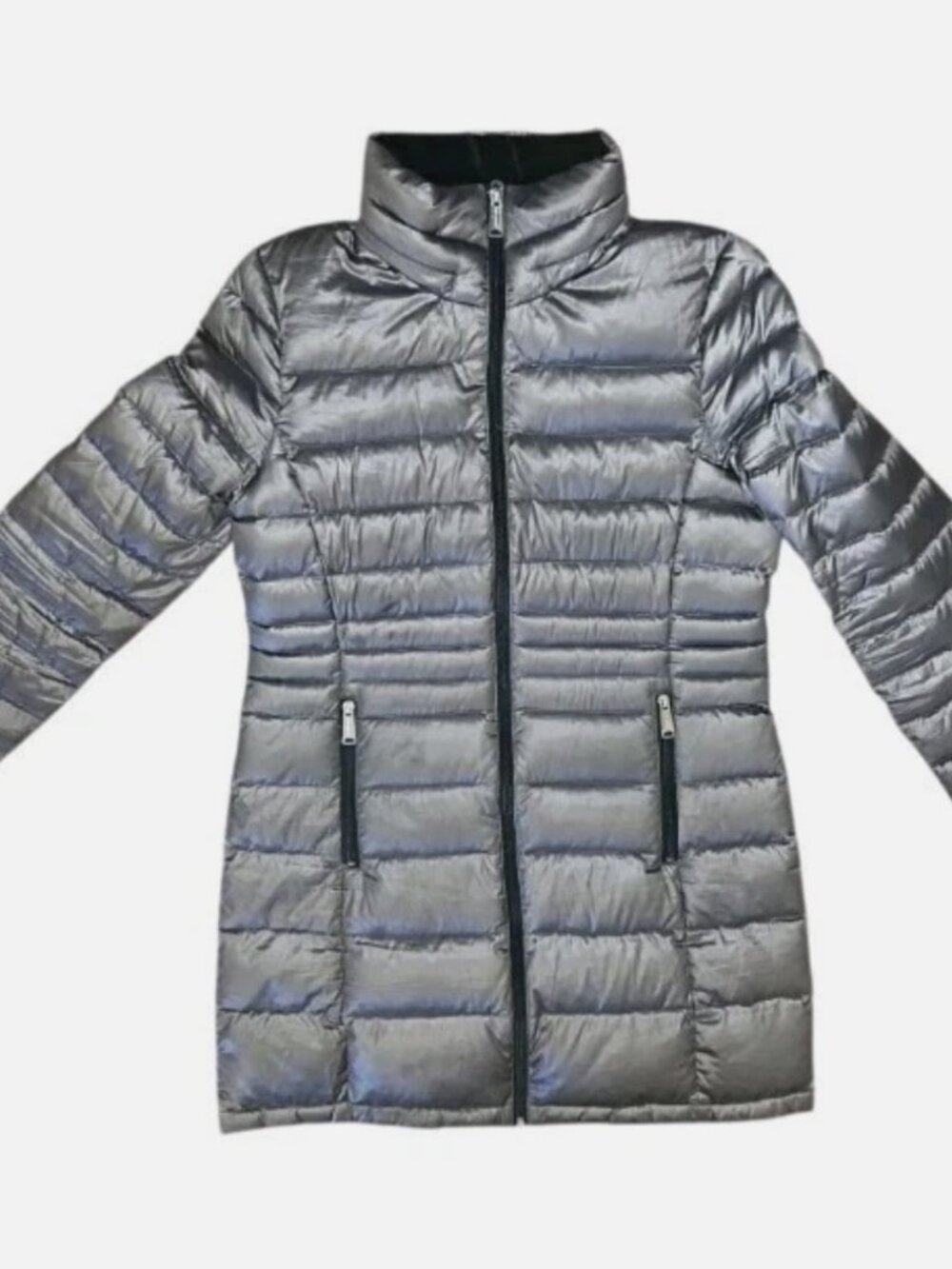 Andrew Marc Packable Down Puffer Silver Pewter Coat Womens Medium - Picture 8 of 8